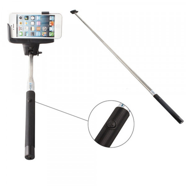 Wholesale Bluetooth Selfie Stick with Large Clip (Black)